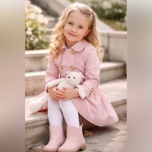 NWT Bell & Bloom Miss Sunshine Kids Blush Pink Classic Trench Coat Sz 6 (Girls)